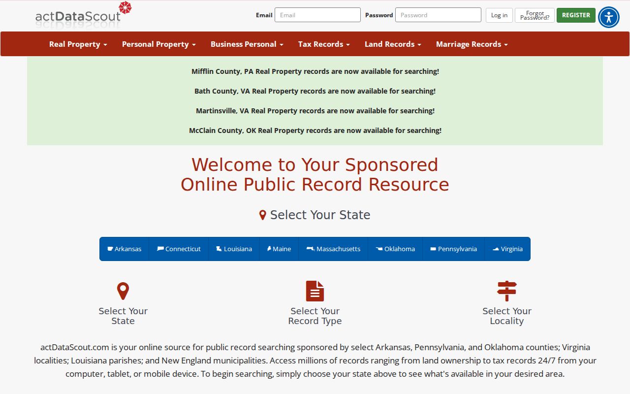 Hot Springs people search ActDataScout property records