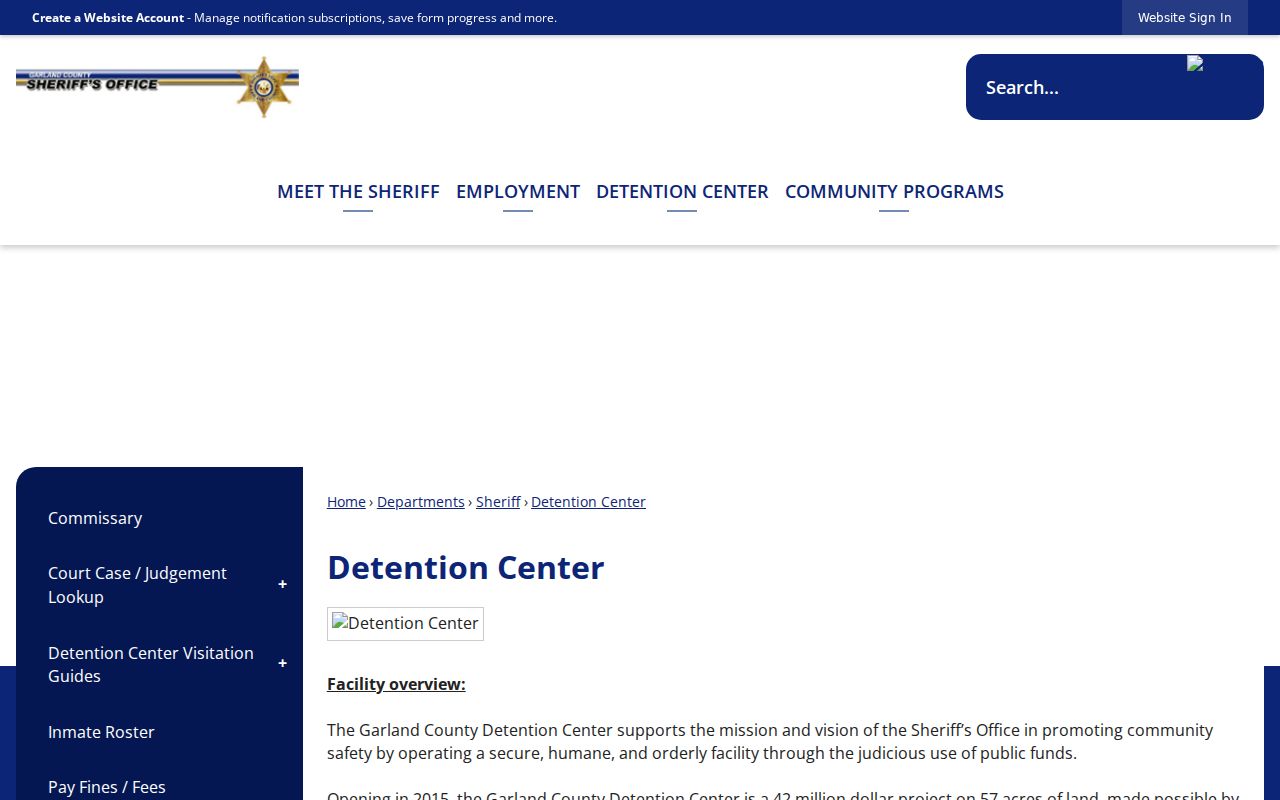 Hot Springs people search Garland County detention lookup