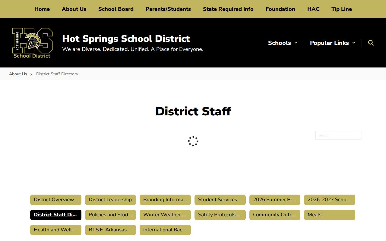 Hot Springs people directories screenshot of Hot Springs School District staff directory